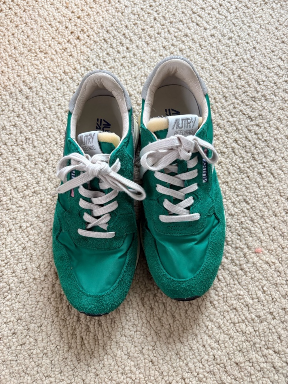 Autry Women’s Green Suede & Nylon Retro Runner Sneakers - Picture 2 of 6